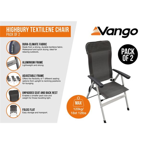 Vango Highbury Textiline Tall Chair (set of 2)