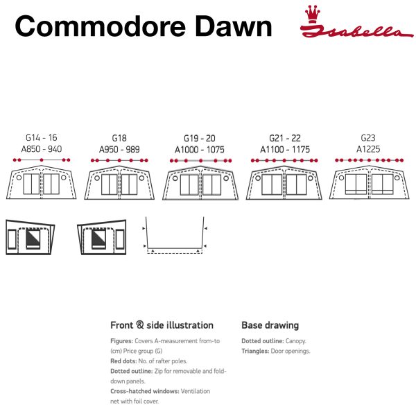 Isabella Commodore Dawn All-Season Pole Awning (Incl Frame)