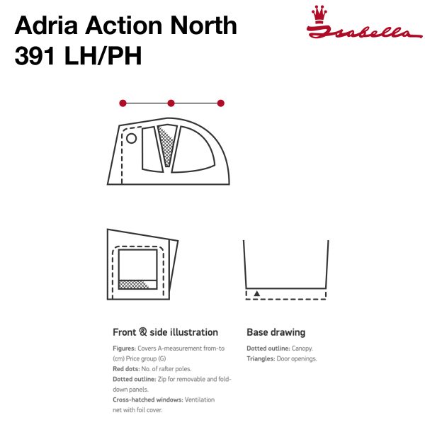 Isabella Adria Action North 391 LH/PH Pole Awning (Incl Frame)