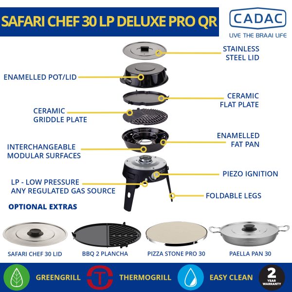 Cadac Safari Chef 30 LP Deluxe Pro QR Gas Barbecue - Image 9