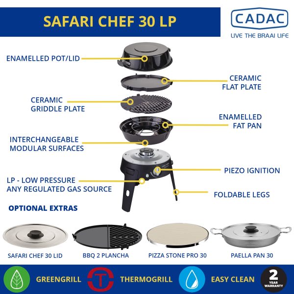 Cadac Safari Chef 30 LP Gas Barbecue - Image 9